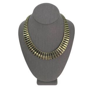 Vintage Cleopatra Style Black Gold Tone Metal Statement Collar Necklace